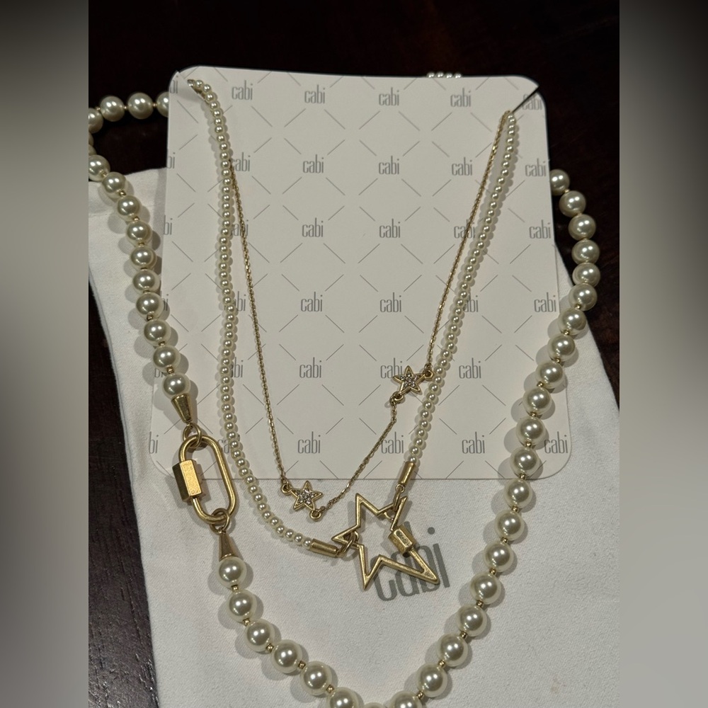 CAbi Gold and White Pearl Super Star Necklace and earrings
Style 6266 - Picture 2 of 5